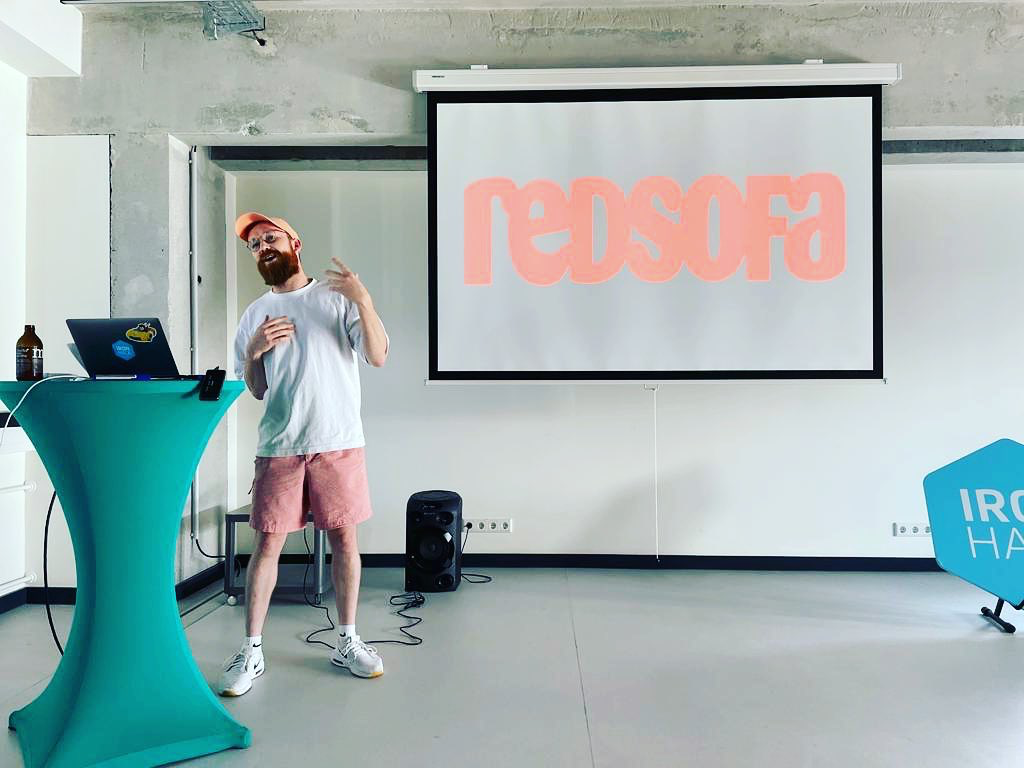 Rory Colgan presenting at a design event